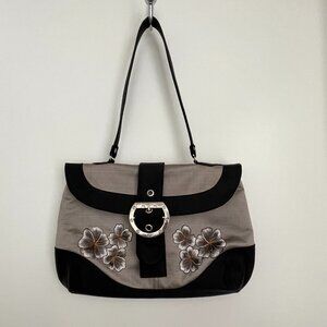 Embroidered Silk Shoulder Purse Black Gray Flowers Concubine Canada